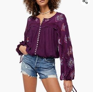 NWT Free People Embroidered Blouse